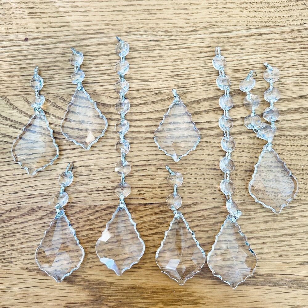 39 Pcs Pendeloque Chandelier French Cut Crystal Prism Lamp Replacement 44mm 17mm